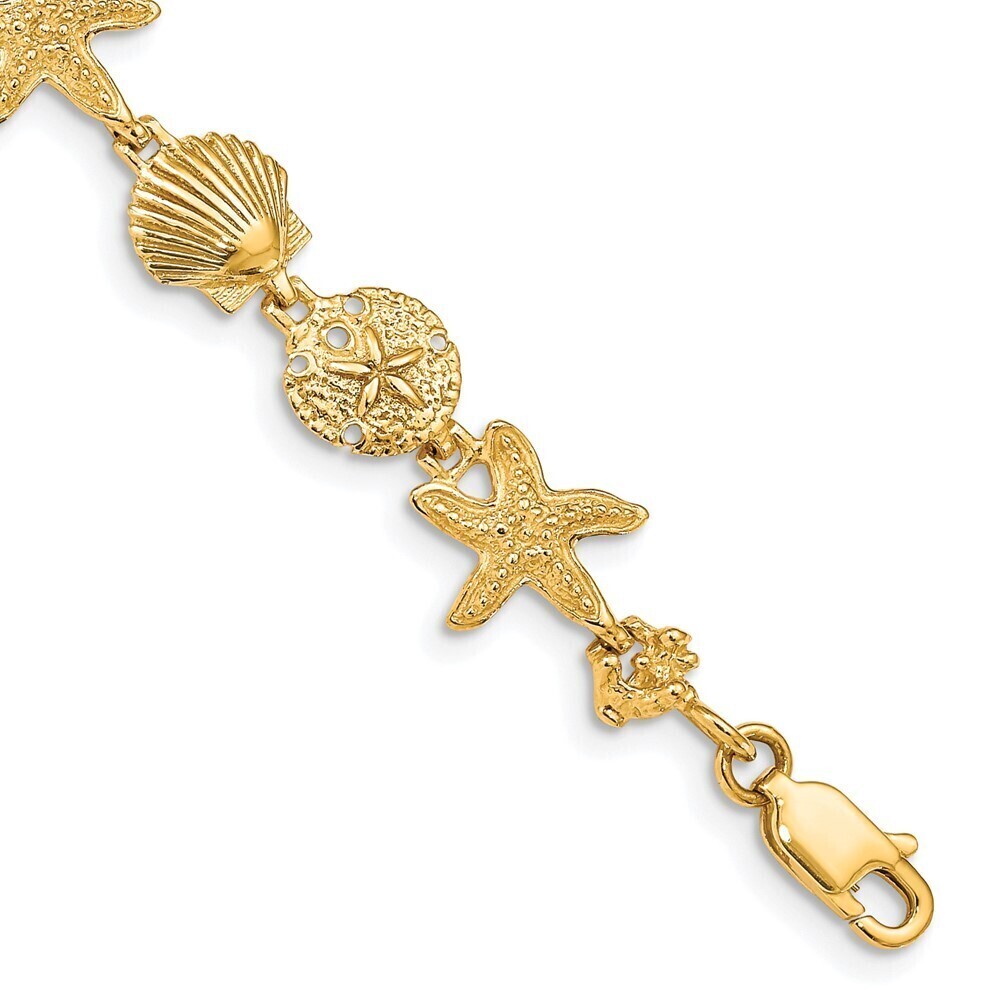 14k Yellow Gold Seashell Theme Bracelet